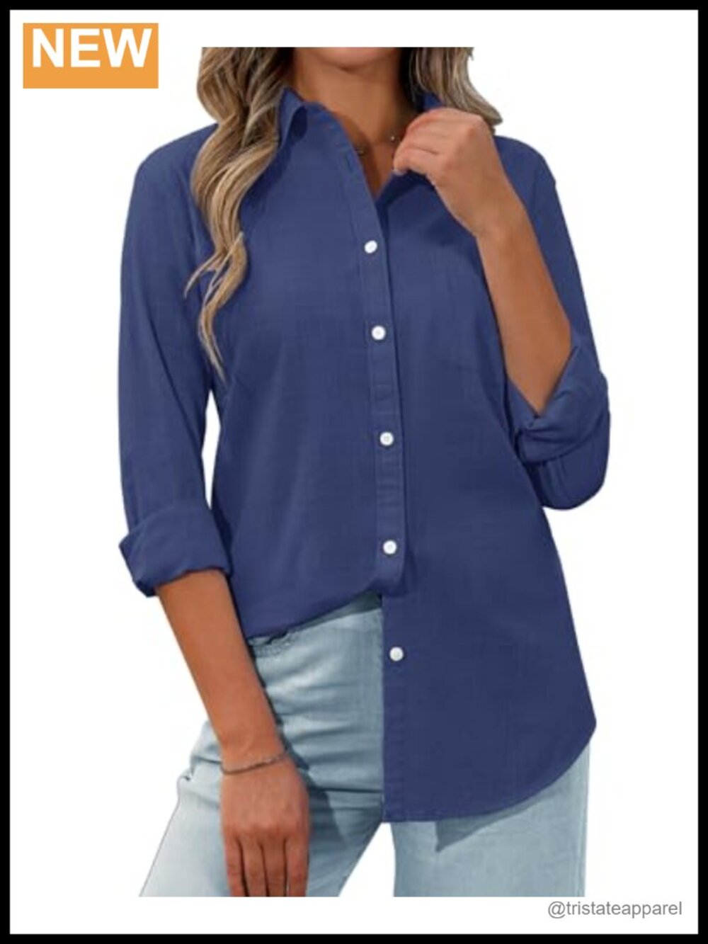 Womens Linen Button Down Shirt Long Sleeve Cotton Casual Blouse with Pocket